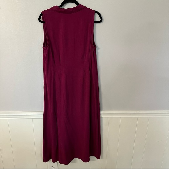 J. Jill Magenta Sleeveless V-Neck Lapel Collar Button Front Midi Dress Sz M GUC - Picture 9 of 9